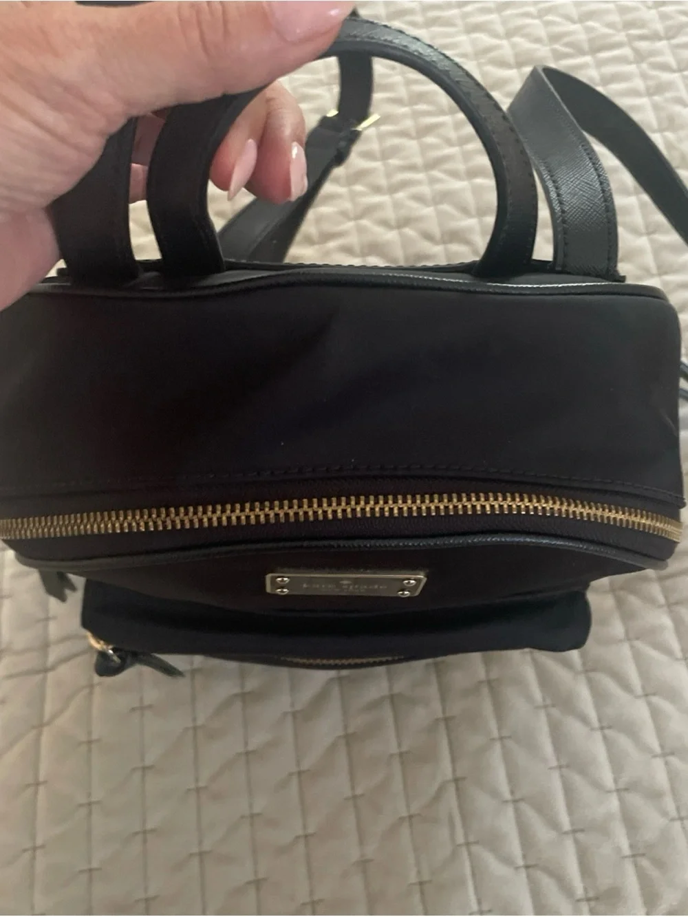 kate spade Black Nylon Backpack with Gold Hardware